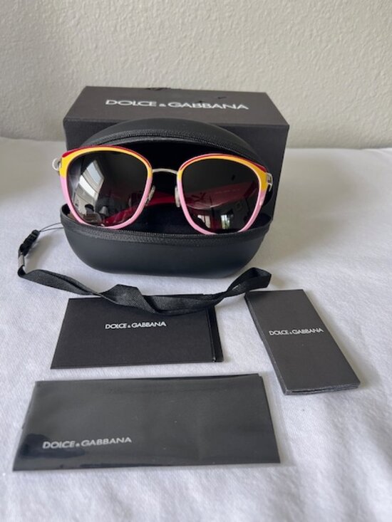 Dolce & Gabbana Sunglasses Pink Red&Yellow Logo Silver Retro Vintage Style main image 4
